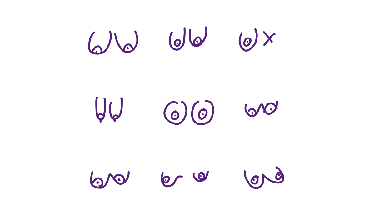 animated GIF of different breast shapes