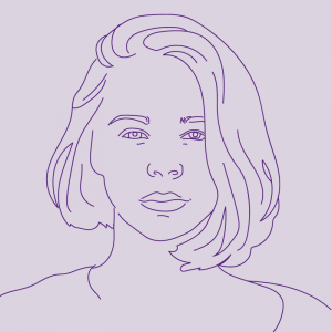 Line illustration of a woman.