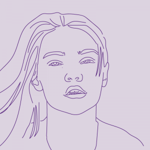 Line illustration of a woman.