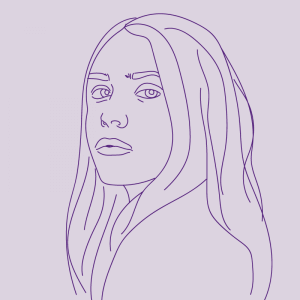 Line illustration of a woman.