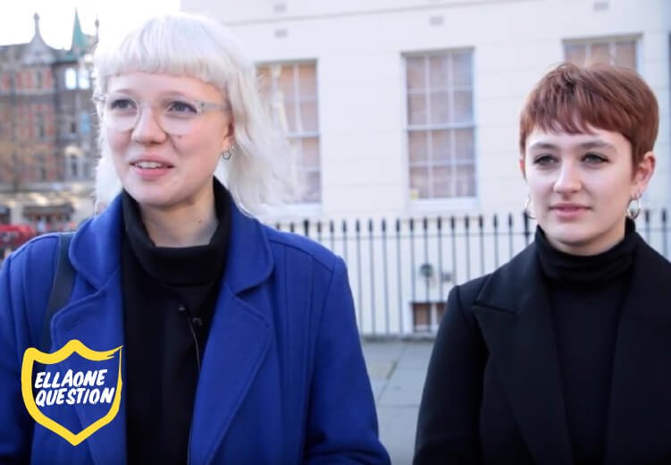 Still from the video showing two young women