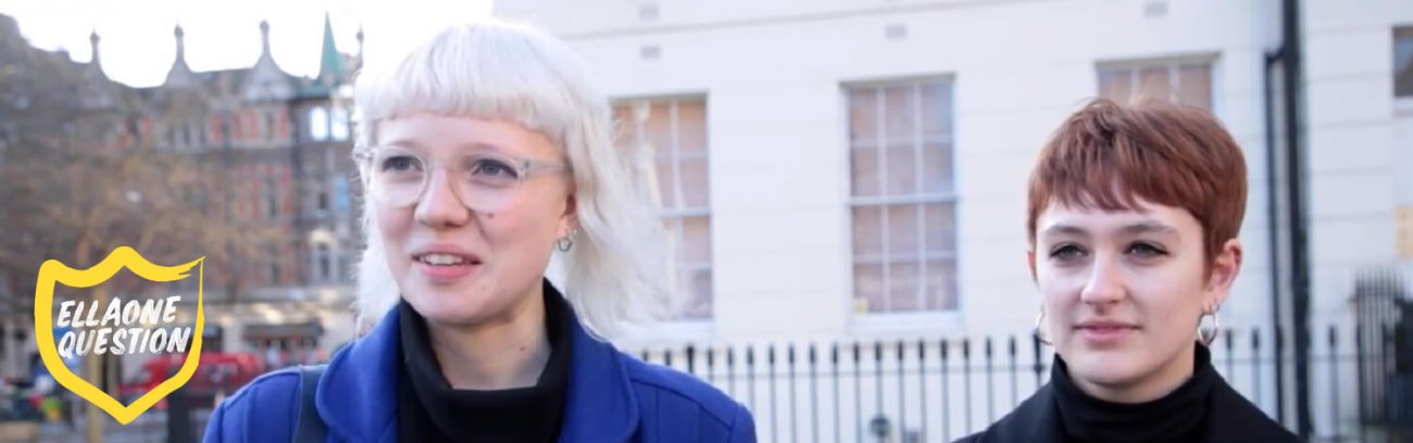 Still from the video showing two women