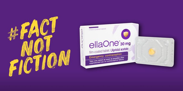 Image shows the ellaOne package and has the headline 'Fact Not Fiction'