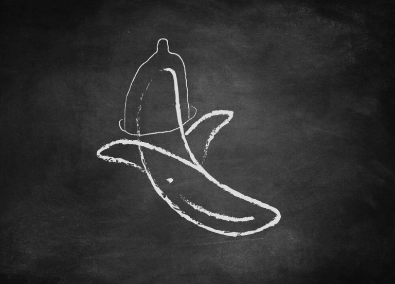 illustration of banana and condom