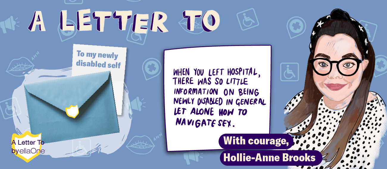 illustrated portrait of a woman with glasses "With courage, Hollie-Anne Brooks"