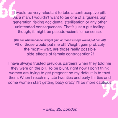 statement regarding the male pill from a man