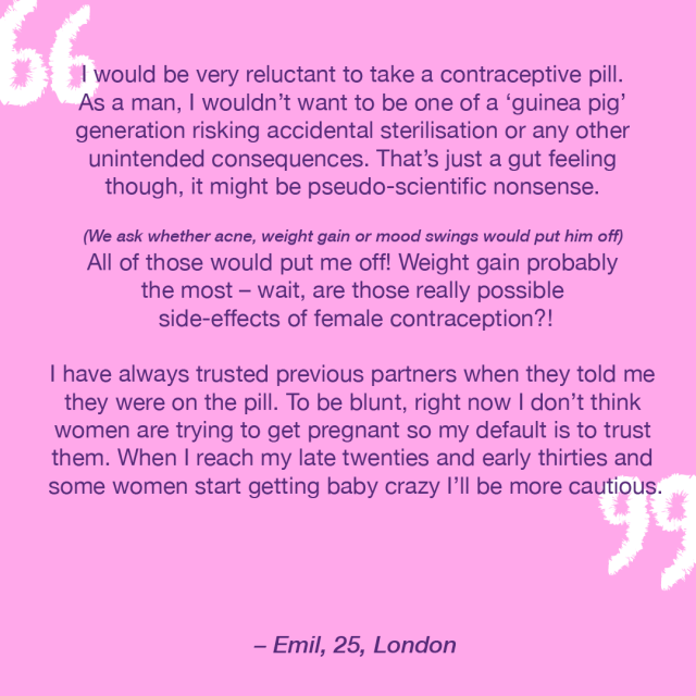 statement regarding the male pill from a man