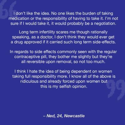 statement regarding the male pill from a man