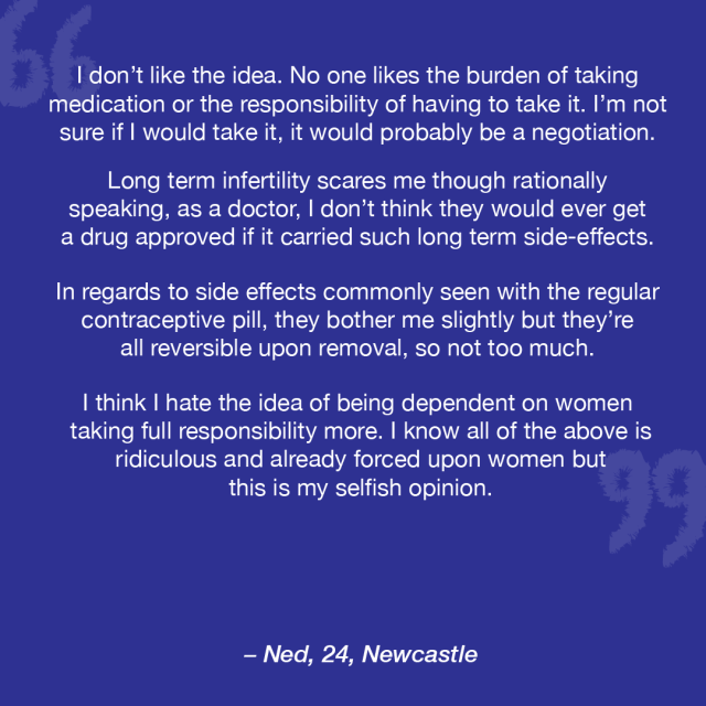 statement regarding the male pill from a man