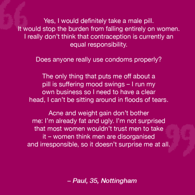 statement regarding the male pill from a man