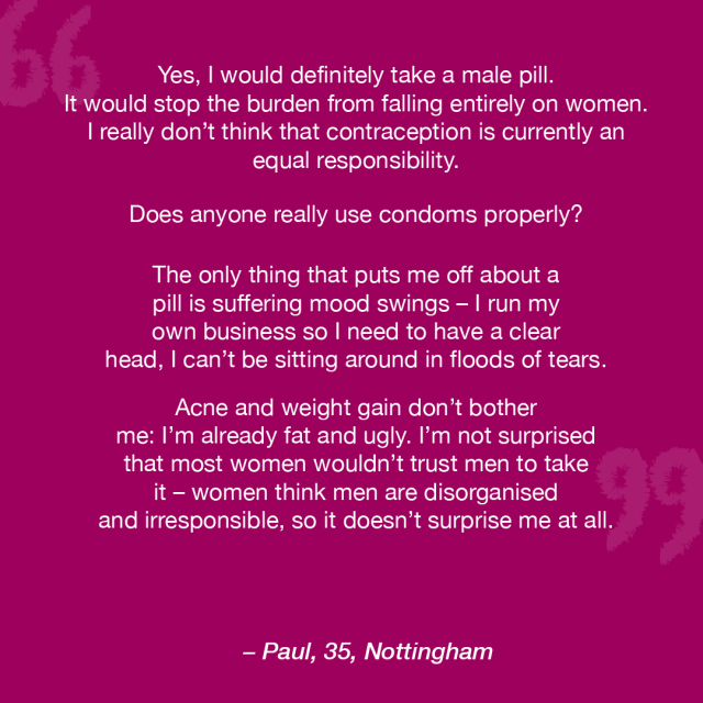 statement regarding the male pill from a man