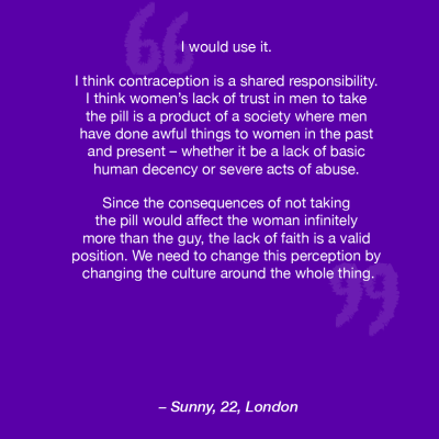 statement regarding the male pill from a man