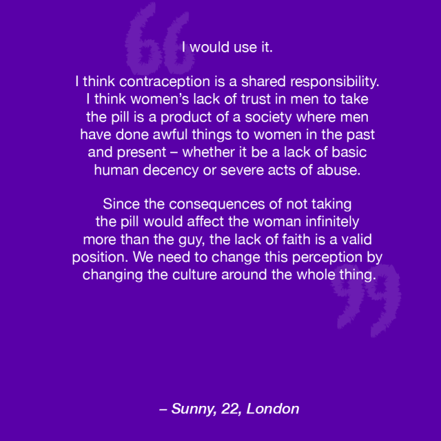 statement regarding the male pill from a man