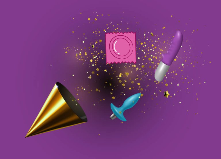 sex toys and condom coming out of cone