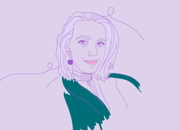 Line illustration of a woman.