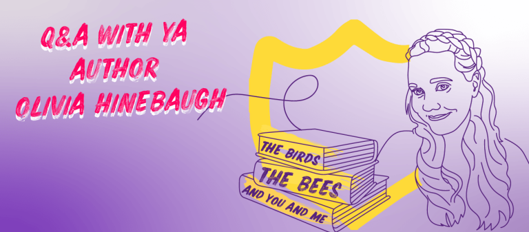 illustration of woman and books "Q&A with YA Author Olivia Hinebaugh"
