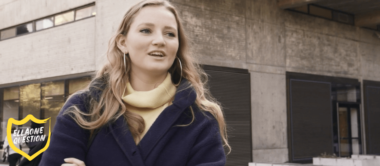 "ellaOne question" Still from an interview, showing a woman