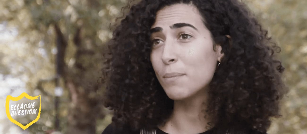 "ellaOne question" Still from an interview, showing a woman