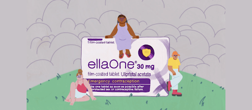 ellaOne packshot with illustrated people around