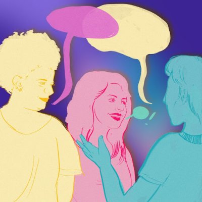 illustration of three people talking